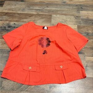 Laura Fantini for Jeffrey & Dara Coral Linen Blend Top | Graphic Detail |